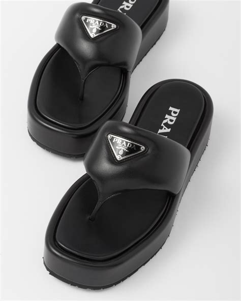 prada flat nappa leather sandals|prada sandals for sale.